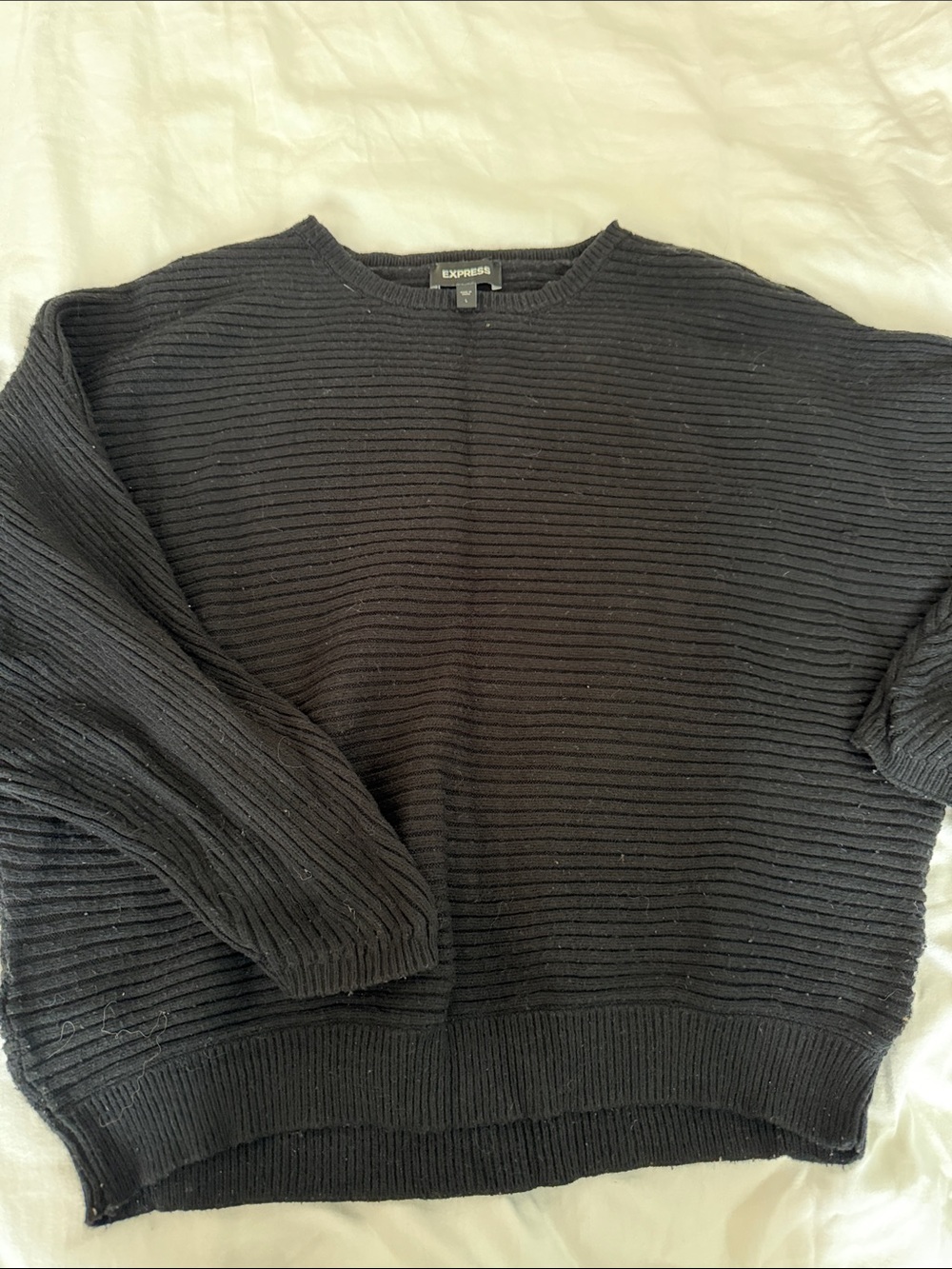 Express women’s  Black Ribbed Crewneck Sweater